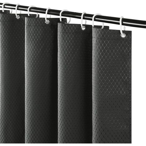 Rideau de douche gaufré, tissu imperméable, convient pour baignoire ou salle de bain, 180x180cm (gris foncé) (1/5)