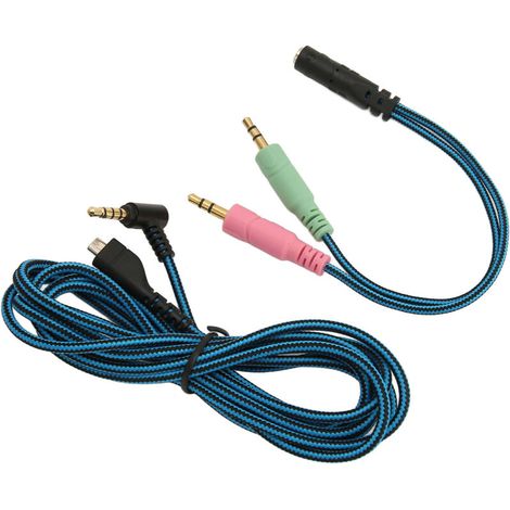 Câble de remplacement pour casque Steelseries Arctis 3/5/7/Pro, connecteur coudé, noyau OFC, adaptateur Y, longueur 2m (1/5)