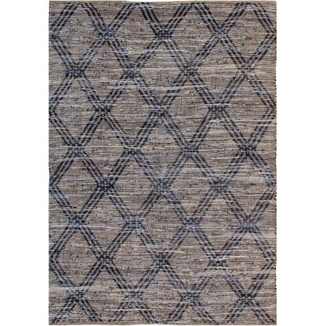 VIVARAISE - Tapis intérieur Amaya en denim et chanvre - 160 x 230 cm - Bleu Navy