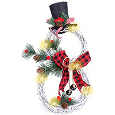 Guirlande De Noël - Couronne Décorative Avec Lumières Led - Pour Porte Mur Cheminée Arbre De Noël - 1 Pièce (1/5)