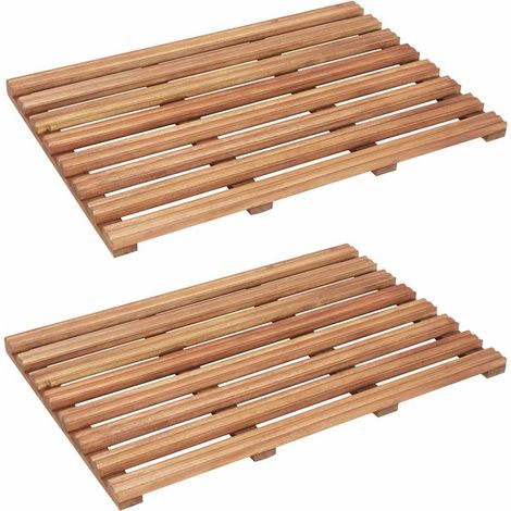 vidaXL Alfombrillas de baño 2 uds madera maciza de acacia 56x37 cm (1/5)