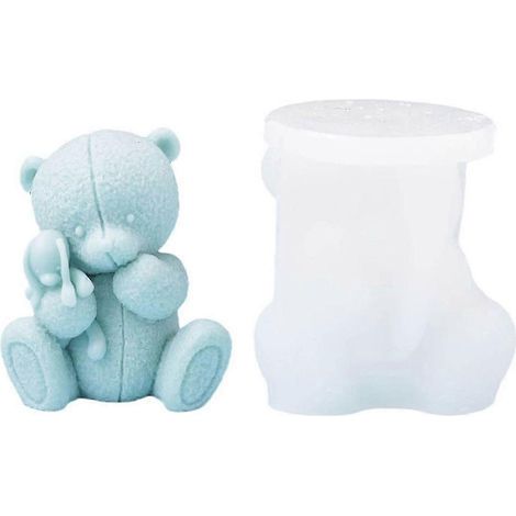 Moule en résine 3D en forme d'ours, moules à bougies, moules animaux en silicone, moules à pâtisserie en argile à faire soi-même (1/4)