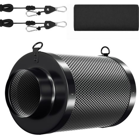 Randaco Filtro de carbón activo 100250mm, filtro carbono antiolor para grow box extractor aire con prefiltro (1/5)