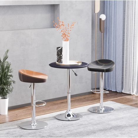 Mesa alta regulable de madera negra Ø63 x 67-93 cm, giratoria 360°, base cromada (1/5)