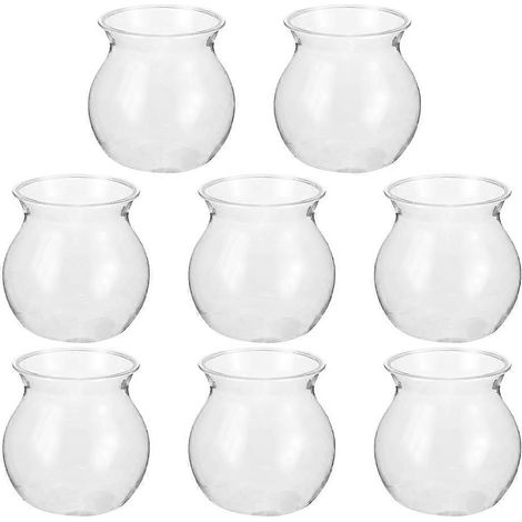 Vase à fleurs en jacinthe, pot hydroponique, récipient en verre incassable pour bureau/étagère, 7,00 x 7,00 x 6,80 cm, plastique, lot de 8. (1/5)