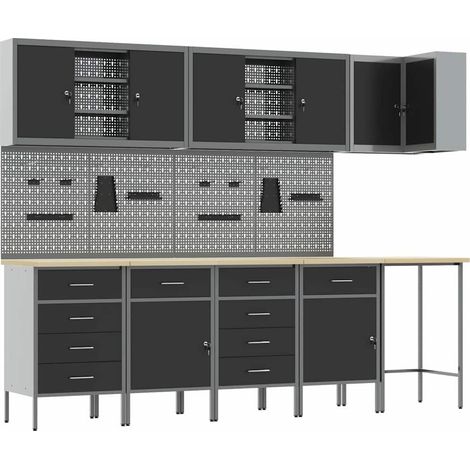 Tool Cabinet with Drawer 12 pcs Black 255 x 55 x 220 cm vidaXL (1/5)