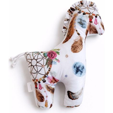 Peluche Lucky Horse en coton doux pour bébés - Attrape-rêves blanc (1/4)