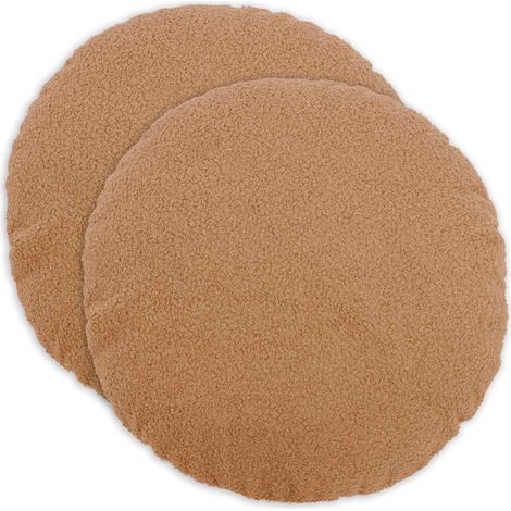 Housse de coussin 2 pcs HEERLEN Beige Ø 50 cm Bouclé vidaXL
