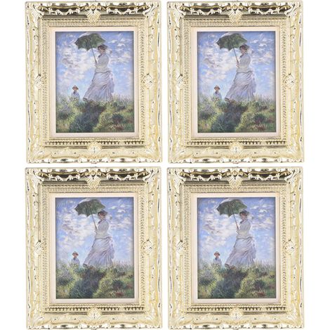 Lot de 4 cadres photo miniatures 1:12, peinture réaliste pour décoration de maison de poupée, accessoires de type 2 (1/5)