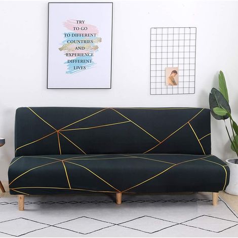 Armless sofa cover, futon sofa cover in polyester spandex, non-slip, elastic and foldable for universal sofa, protective cover for furniture (line) (1/5)