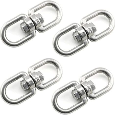 Crochets pivotants en acier inoxydable 304 – Lot de 4 pièces M8, double extrémité, pour balançoires, fauteuils suspendus et sacs de sable (1/5)