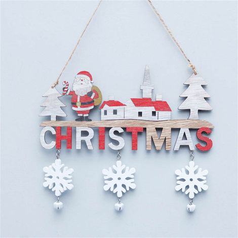 Pendentif De Noel - En Bois Naturel - Décoration Porte Et Mur - Pour Maison Restaurant Café Bureau - Lot De 1 (1/5)