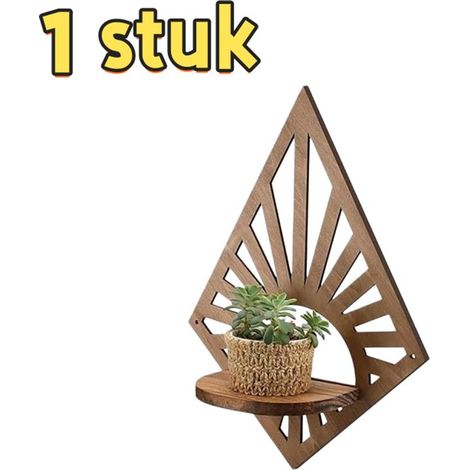 pièce - Étagère flottante en bois - Design diamant - Étagère murale arc-en-ciel en bois - Étagère de rangement - Style bohème - Convient pour une utilisation intérieure et extérieure - 35,63010 cm - C (1/5)