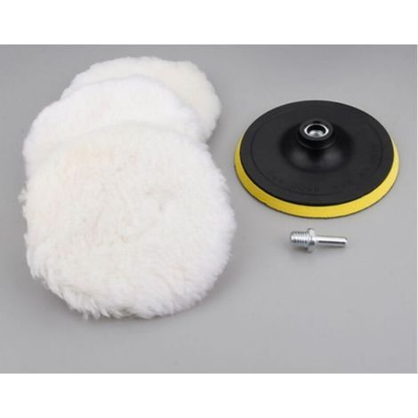 Selbstklebende Polierscheibe, 15 cm (6 Zoll) Autoreinigungs- und Polierschwamm aus Wolle, 5-teiliges Set runder Polierscheiben (1/4)