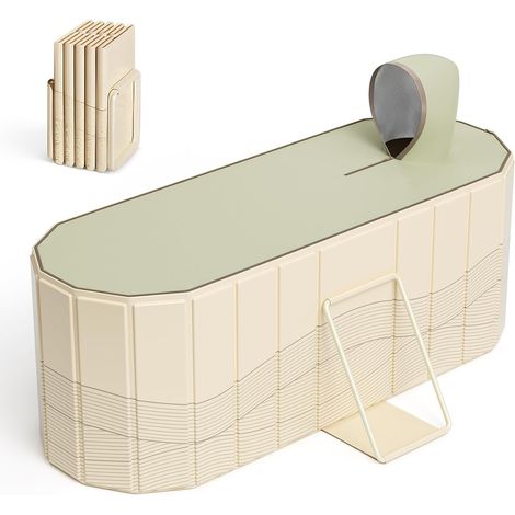 Baignoire portable pour adultes 150 x 55 x 50 cm, baignoire pliable pour adultes avec 2 trous de vidange, baignoire familiale pour glace équipée de 2 plaques de support latérales avec couvercle (Beige (1/5)