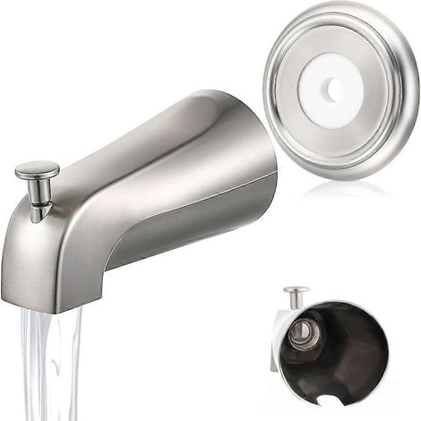 Bec de baignoire avec anneau de recouvrement métallique, robinet mural frontal avec inverseur de douche, filetage intérieur 1/2" IPS C (1/5)