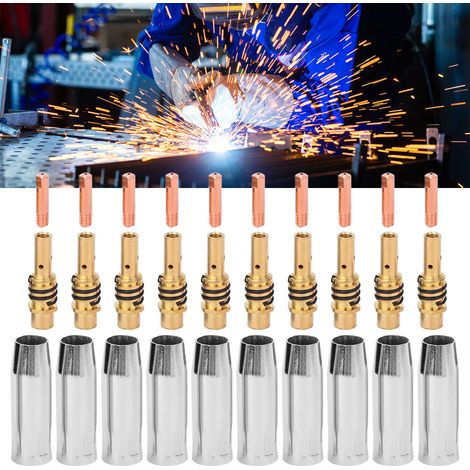 10 buses de protection pour pistolet de soudage, 10 embouts de contact, 10 porte-buses pour Binzel 15AK (1/5)