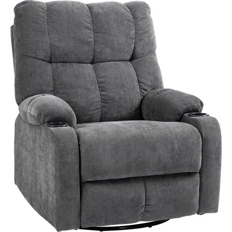 Fauteuil inclinable pivotant avec repose-pieds, supportant jusqu'à 150 kg, structure en acier, 88 x 96 x 108 cm, gris foncé (1/5)