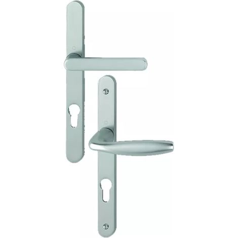 Hoppe – Ensemble de poignées de porte NEW YORK EA 70 – Plaque étroite – Aluminium anodisé argent – Entraxe 70 mm – Fixation visible M4