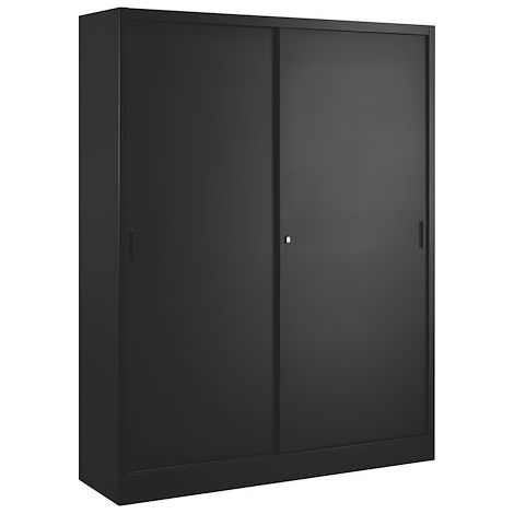 Armoire porte coulissante 200x160cm noir - Maxiburo