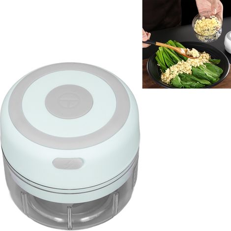 Mini hachoir à ail, lame en acier inoxydable de qualité alimentaire, puissant, rechargeable par USB, presse-ail électrique 100 ml (8,6 x 5,1 x 4,8 cm), vert