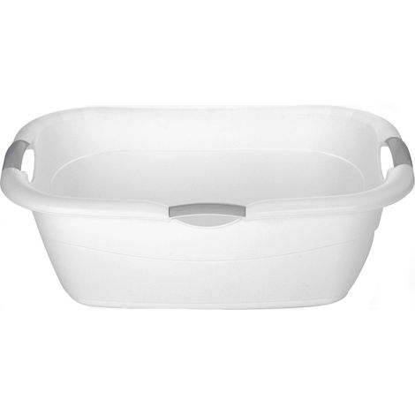 Wäschewanne weiß 45 Liter - 68x46x25 cm - Wäschesammler groß XXL Wäschekorb XL