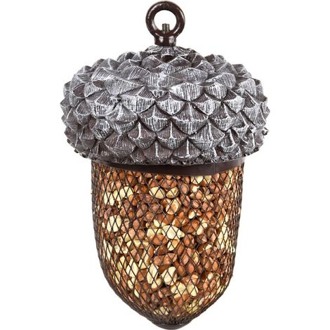 MANGIATOIA UCCELLINI A FORMA DI PIGNA UCCELLI SELVATICI 14X14X22CM ARACHIDI