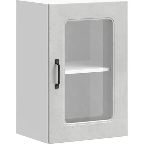 Armario de pared de cocina con puerta de cristal 40 x 31 x 60 cm práctico espacio de almacenamiento estilo contemporáneo acabado en madera y hormigón 020049954 (1/5)