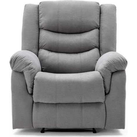 SEATTLE MANUAL FABRIC RECLINER 3+2+1 SUITE SOFA ARMCHAIR SET GREY 1 SEATER (1/5)