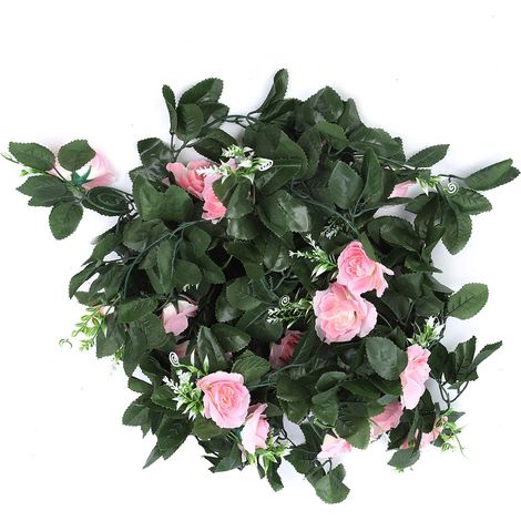 Guirlande De Roses En Soie Artificielle - Décoration Murale Suspendue Rose Pâle - Pour Mariage Et Fête - Lot De 2 (1/5)