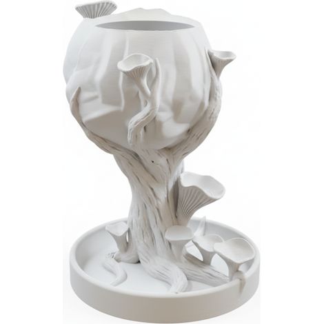 Maceta decorativa blanca con forma de seta para plantas, diseño moderno. (1/3)