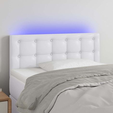vidaXL Cabecero con LED cuero sintético blanco 100x5x78/88 cm (1/5)