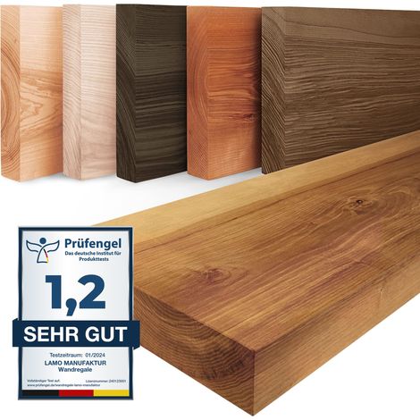 Lamo Manufaktur Wandregal Holz Gerade Regal Farbe: Rustikal Pure: ohne Montage Set 100 cm