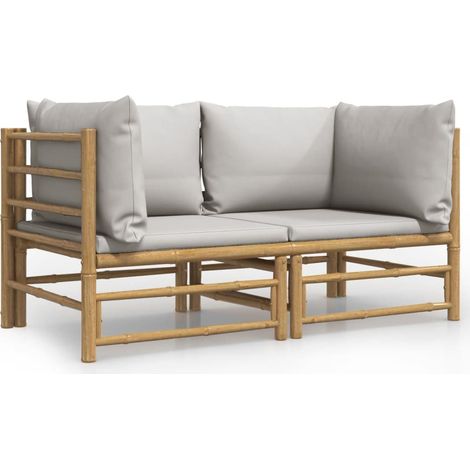 Maison Exclusive - Garten-Ecksofas mit Hellgrauen Kissen 2 Stk. B