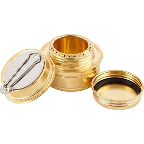 Fornello ad alcol portatile, fornello ad alcol in ottone, fornello efficiente, piano cottura con regolatore di fiamma, fornello da campeggio con serbatoio di carburante