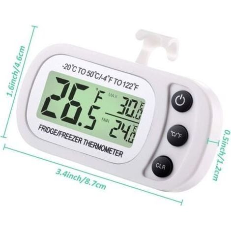 Digitales Kühlschrank-Gefrierschrank-Thermometer, Kühlschrank-Raumthermometer, wasserdichtes Kühlraum-Temperaturthermometer mit Max/Min-Aufzeichnungsfunktion, großes LCD-Display (3) (1/3)