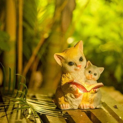Statue de chat, lampe solaire, décoration de jardin, lampe d'aménagement paysager (1/4)
