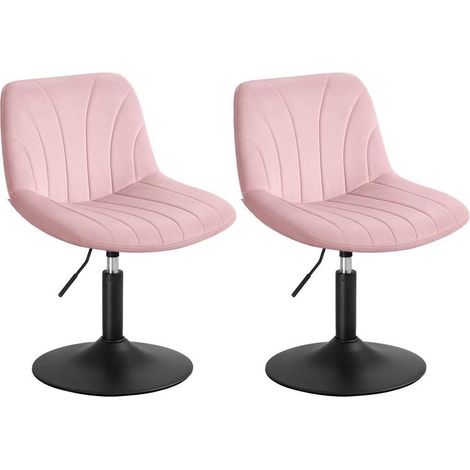 Lot de 2 chaises de coiffeuse réglable hauteur 46,5 x 43 x 77,5 cm avec dossier ergonomique style moderne en velours rose bonbon (1/2)
