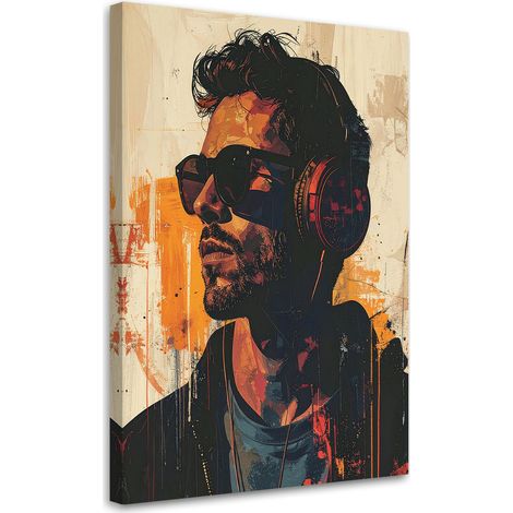 Tabelau sur Toile, Homme abstrait avec casque et lunettes,20x30 (1/4)
