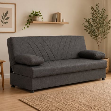 Divano Letto 3 Posti Apicella, Contenitore, Reclinabile, Cuscini Inclusi, 181x81 cm Marrone (1/5)
