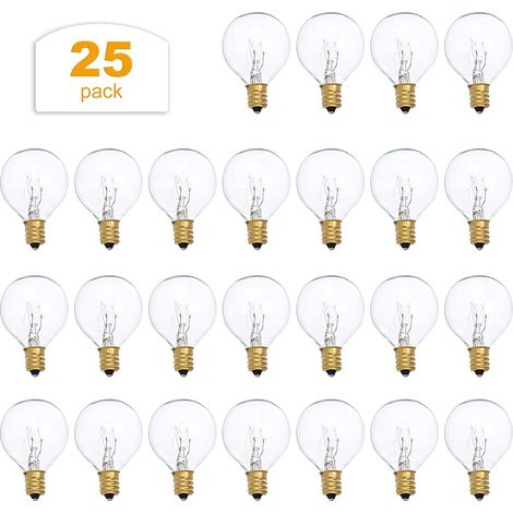 Ampoule E12 Ampoule G40 Ampoules Remplacement G40 Ampoule de Tungstène 7W 220-240V Ampoules Extérieur Patio Décor À La Maison Décoration de Fête de Mariage (25 Pack)