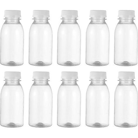 15 Stück transparente Saftflaschen, Plastikflaschen, Milchflaschen, Getränkeflaschen-4.5X4.5X10.5CM (1/4)