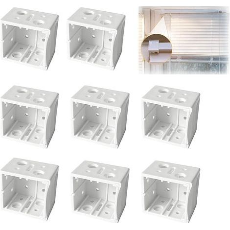 Set mit 8 Montagehalterungen für Jalousien, Montagehalterungen für Fensterprofilboxen, quadratische Endhalterung für die Oberschiene, ideal für die Vorhangmontage (1/5)