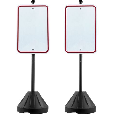 VEVOR 2 Postes de Señal de Hierro Fundido Poste de Acero Resistente Portátil de 160 cm con Base y Ruedas de Plástico Duro Soporte de Señal para Jardín, Patio, Granja o Intersección de Tráfico, Negro