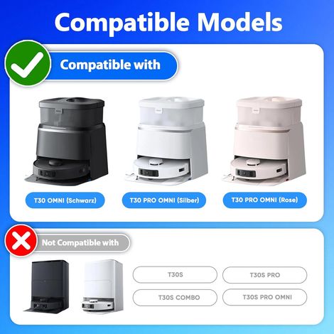 Lot de 19 accessoires pour robot aspirateur pour Ecovacs Deebot T30 Pro Omni / T30 Omni, pièces de rechange avec 1 brosse principale en caoutchouc, 3 filtres HEPA, 4 sacs à poussière, 4 tampons de (1/4)