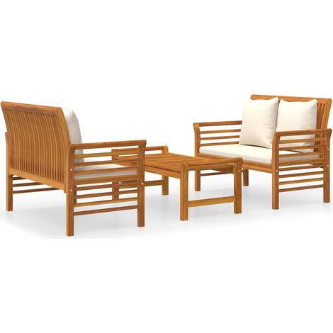 Maison Exclusive - Set Mobili da Giardino 3pz con Cuscini Legno Massello di Acacia (1/5)