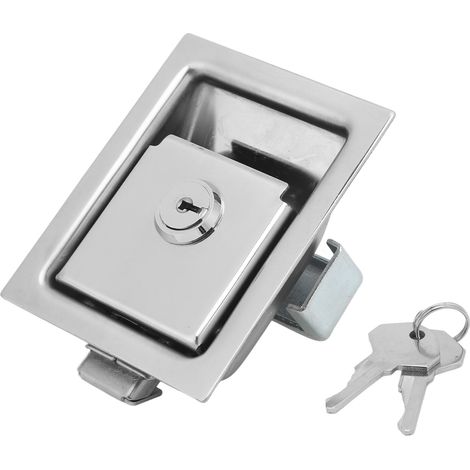 Verrou à encastrer en acier inoxydable, poignée rectangulaire pour porte de remorque, clé, loquet de caisse à outils de camion (1/5)