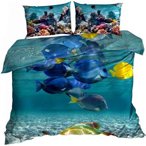 Biancheria da letto in raso di cotone 3D 160x200cm SEA DEPTHS (1/3)