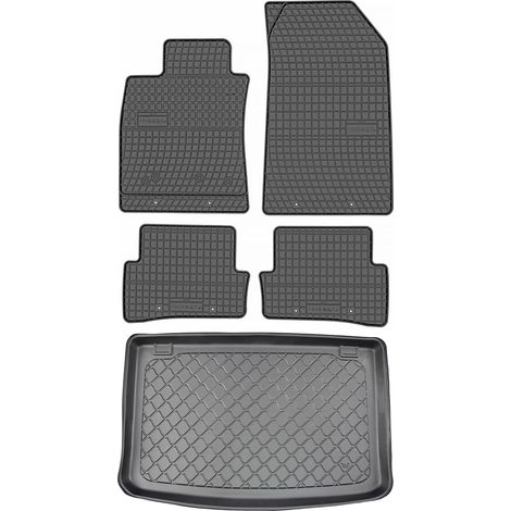 Set di tappetini in gomma per auto e tappetino per bagagliaio per Renault Clio IV Hatchback da ottobre 2012 ad agosto 2019. (1/5)