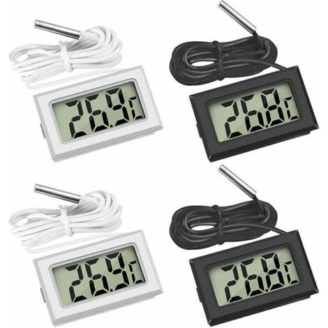 Mini Digital LCD Thermomètre Température avec Sonde de Température Capteur Testeur ,Guazhuni (2X Noir 2X Blanc)